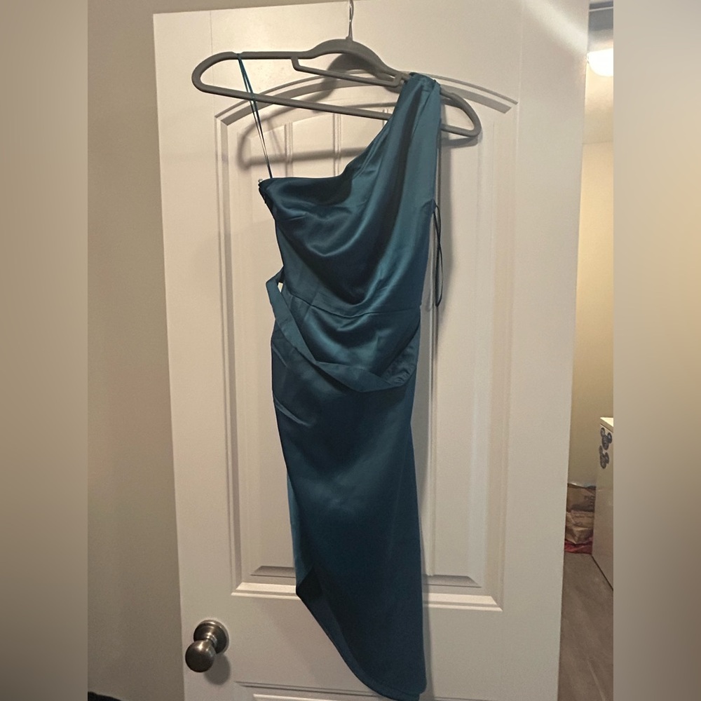 Chic Asymmetrical Teal Dress